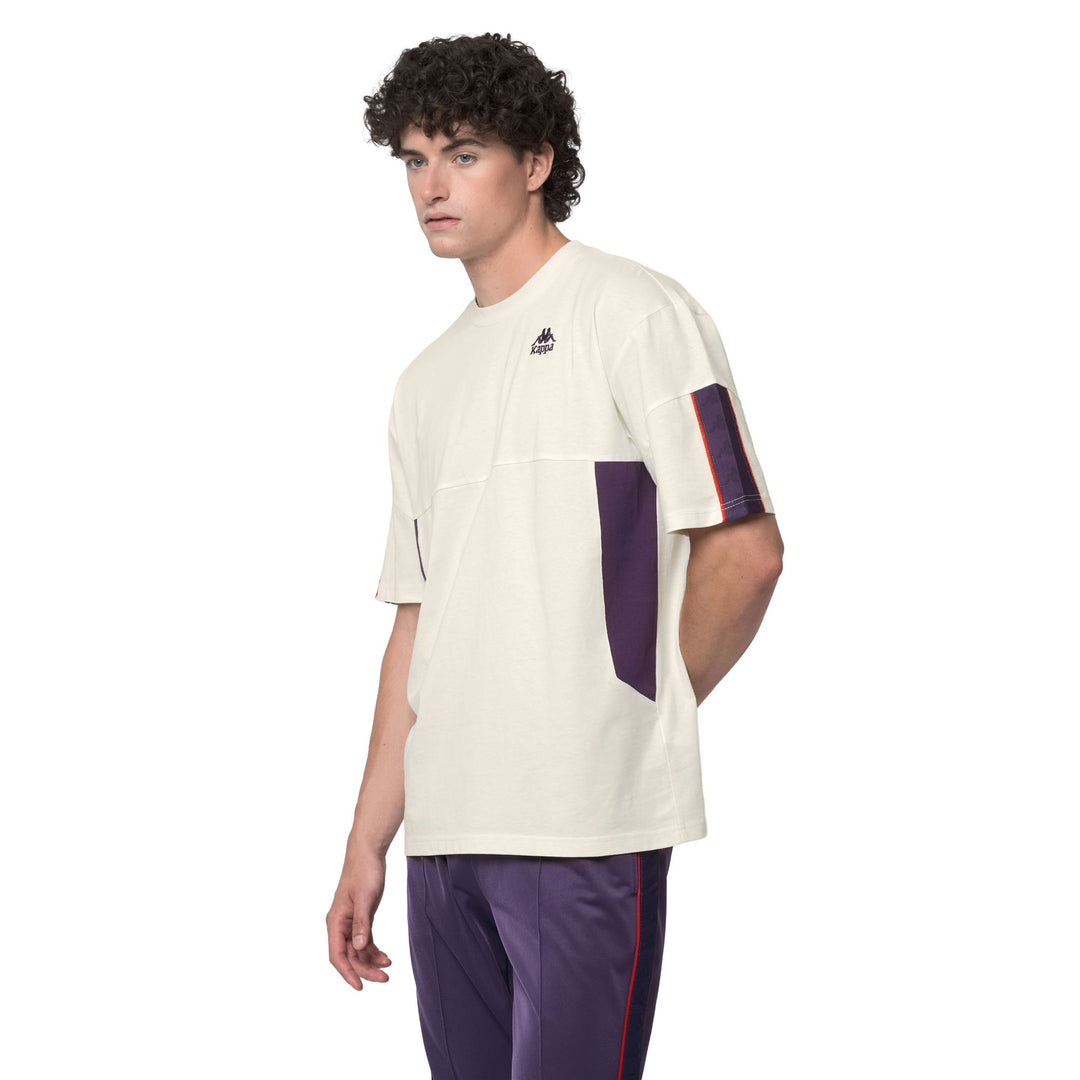 222 BANDA OMRI - T-Shirts & Top - T-Shirt - Man - White Natural-Violet Anil main