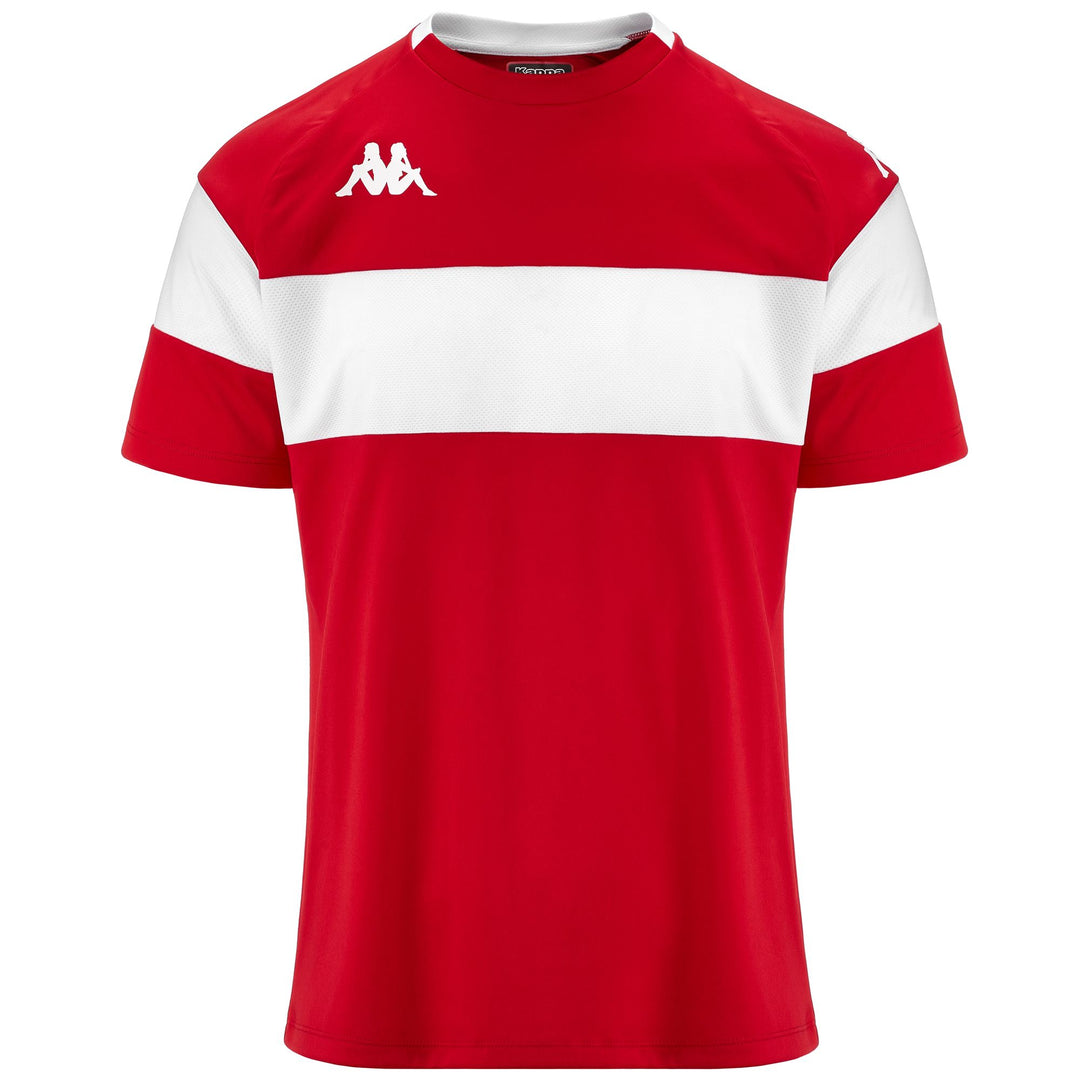 Maillot d'entraînement de football rouge pour homme, coupe ajustée, avec empiècements en mesh 01