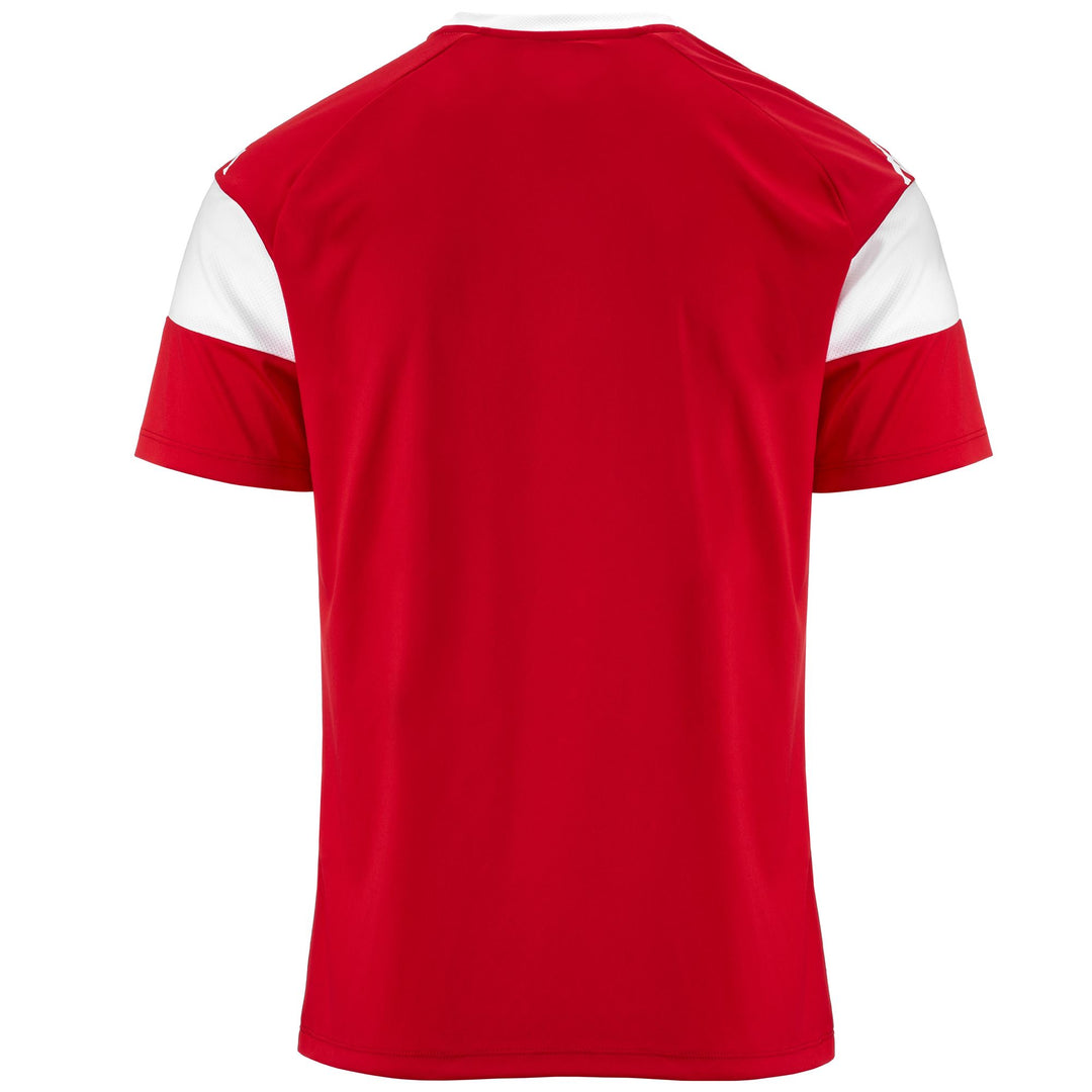 Maillot d'entraînement de football rouge pour homme, coupe ajustée, avec empiècements en mesh main