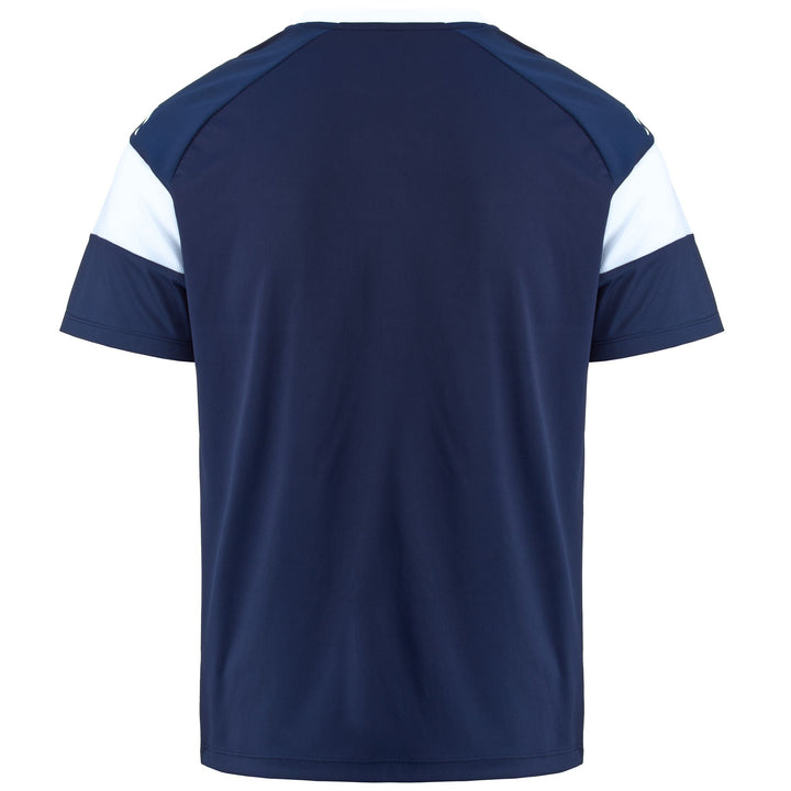 Active Jerseys Man KAPPA4FOOTBALL DARETO Shirt BLUE MARINE - WHITE Dressed Side (jpg Rgb)		