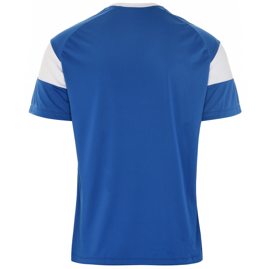 Active Jerseys Man KAPPA4FOOTBALL DARETO Shirt BLUE SAPPHIRE - WHITE Dressed Side (jpg Rgb)		