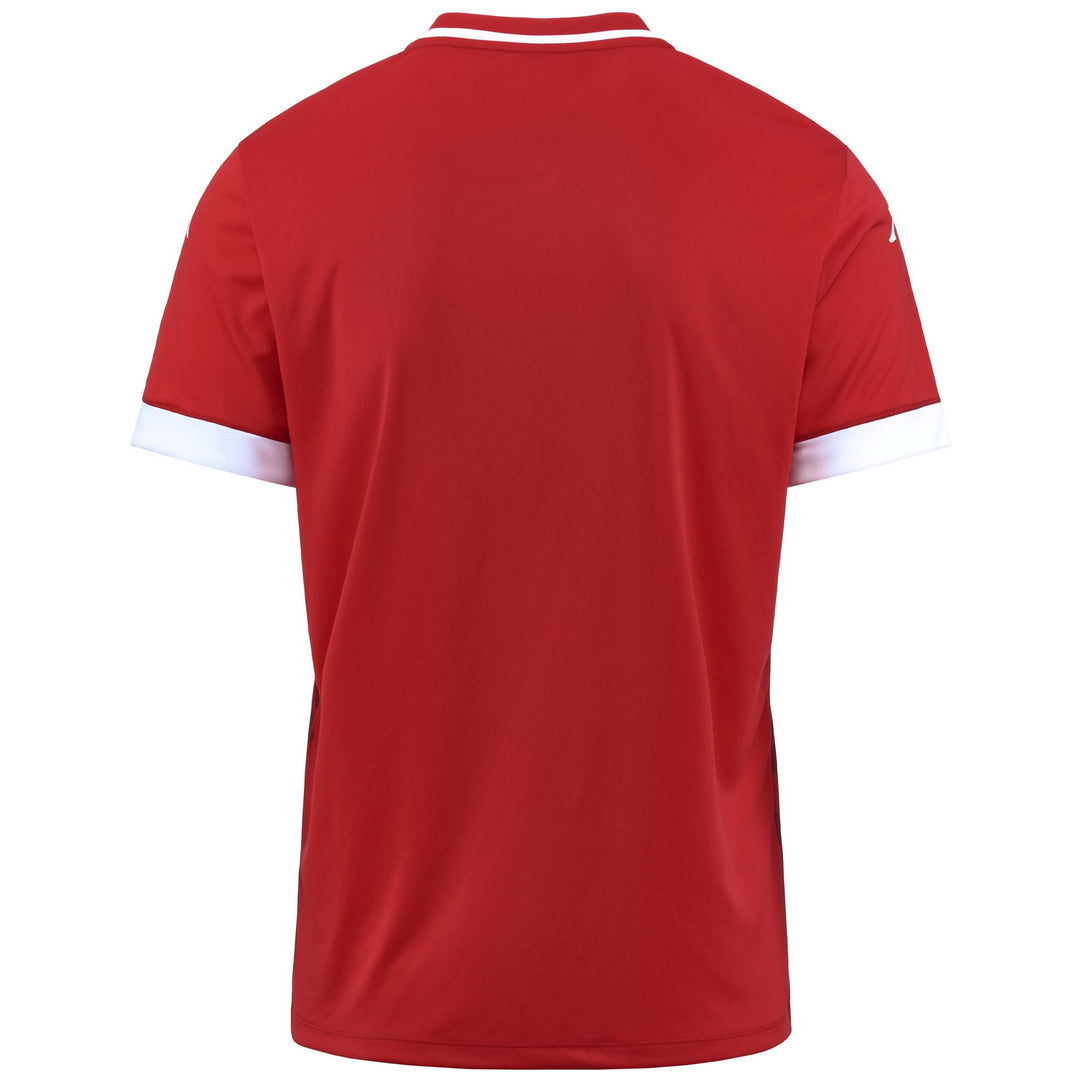 Polo de fútbol para hombre rojo ajustado en tejido interlock main