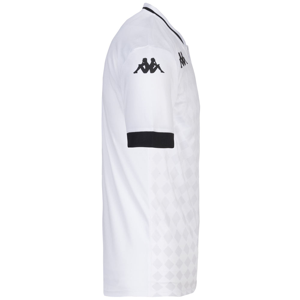 White Men's Slim Fit Soccer Polo Shirt in Interlock Fabric 02