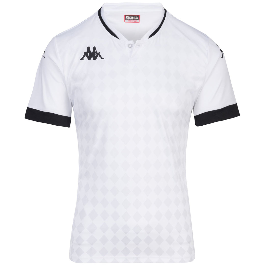 White Men's Slim Fit Soccer Polo Shirt in Interlock Fabric 01