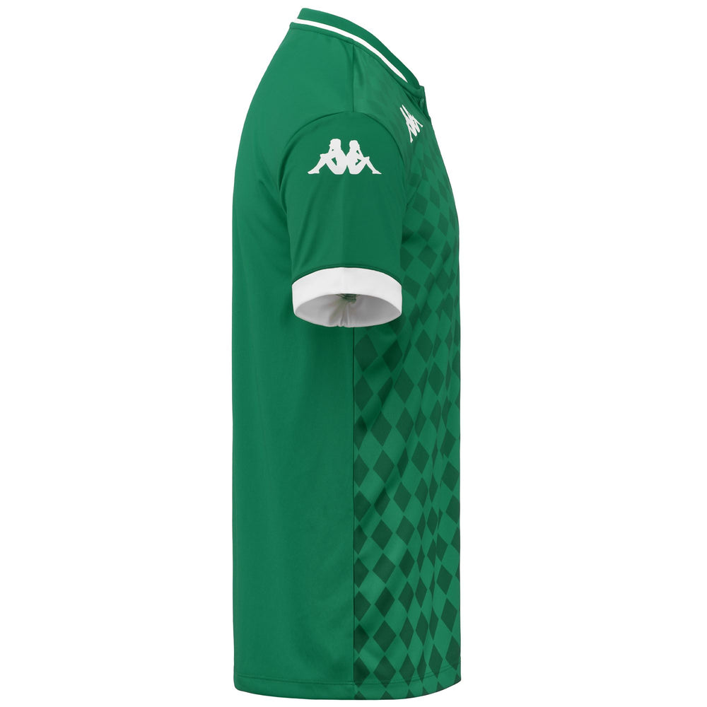 Green White Men's Football Polo Shirt with Slim Fit Design 02