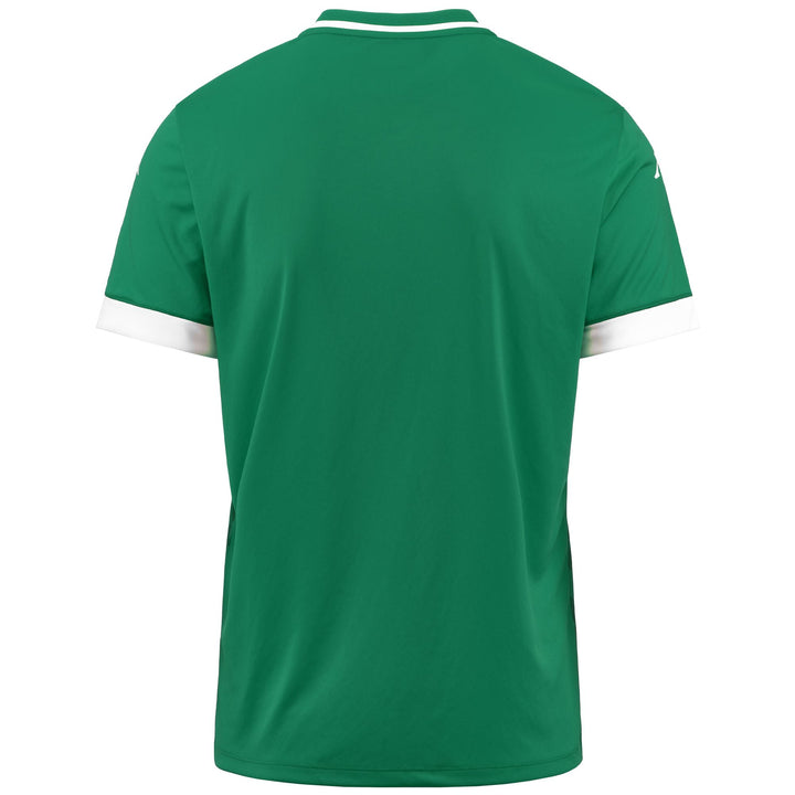 Active Jerseys Man KAPPA4FOOTBALL BOFI Polo Shirt GREEN - WHITE Dressed Side (jpg Rgb)		