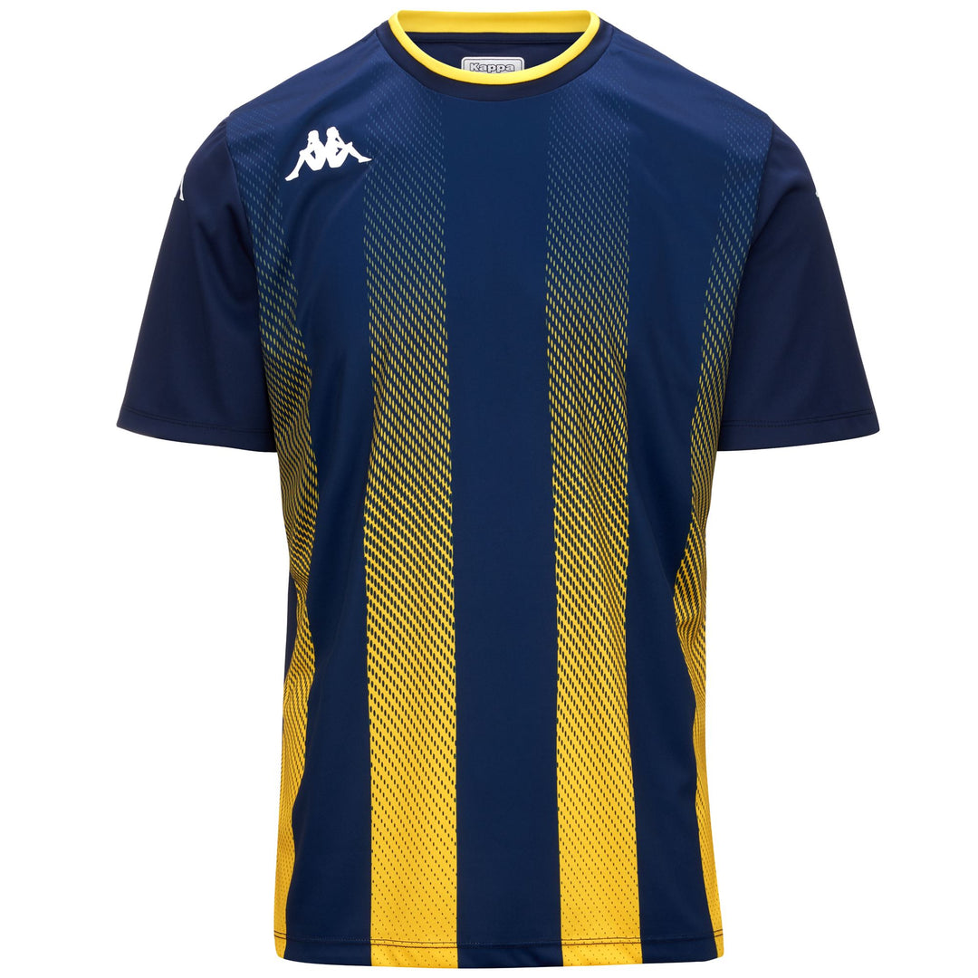 Marine Blue Men's Slim Fit Football Jersey with Printed Stripes 01