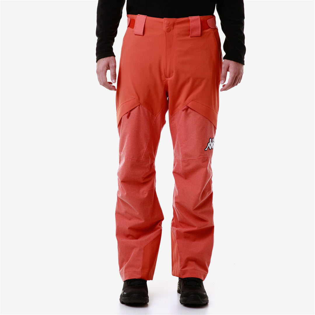 Pantalon de ski orange pour homme, coupe classique, avec protection imperméable main