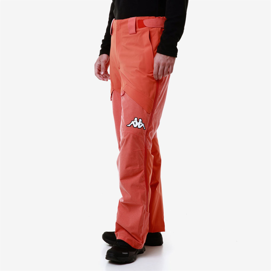 Pantalon de ski orange pour homme, coupe classique, avec protection imperméable main