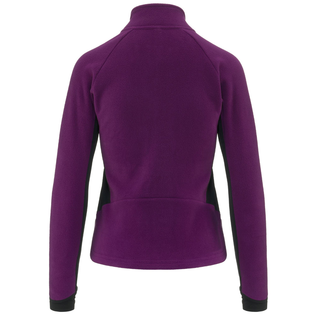 Polaire de ski violette pour femme, coupe ajustée, avec empiècements extensibles main