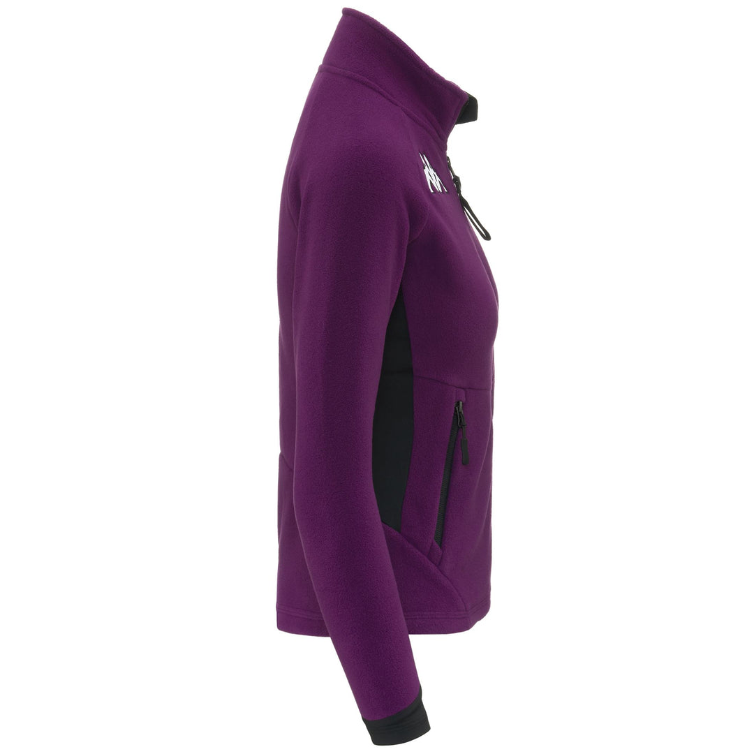 Polaire de ski violette pour femme, coupe ajustée, avec empiècements extensibles main