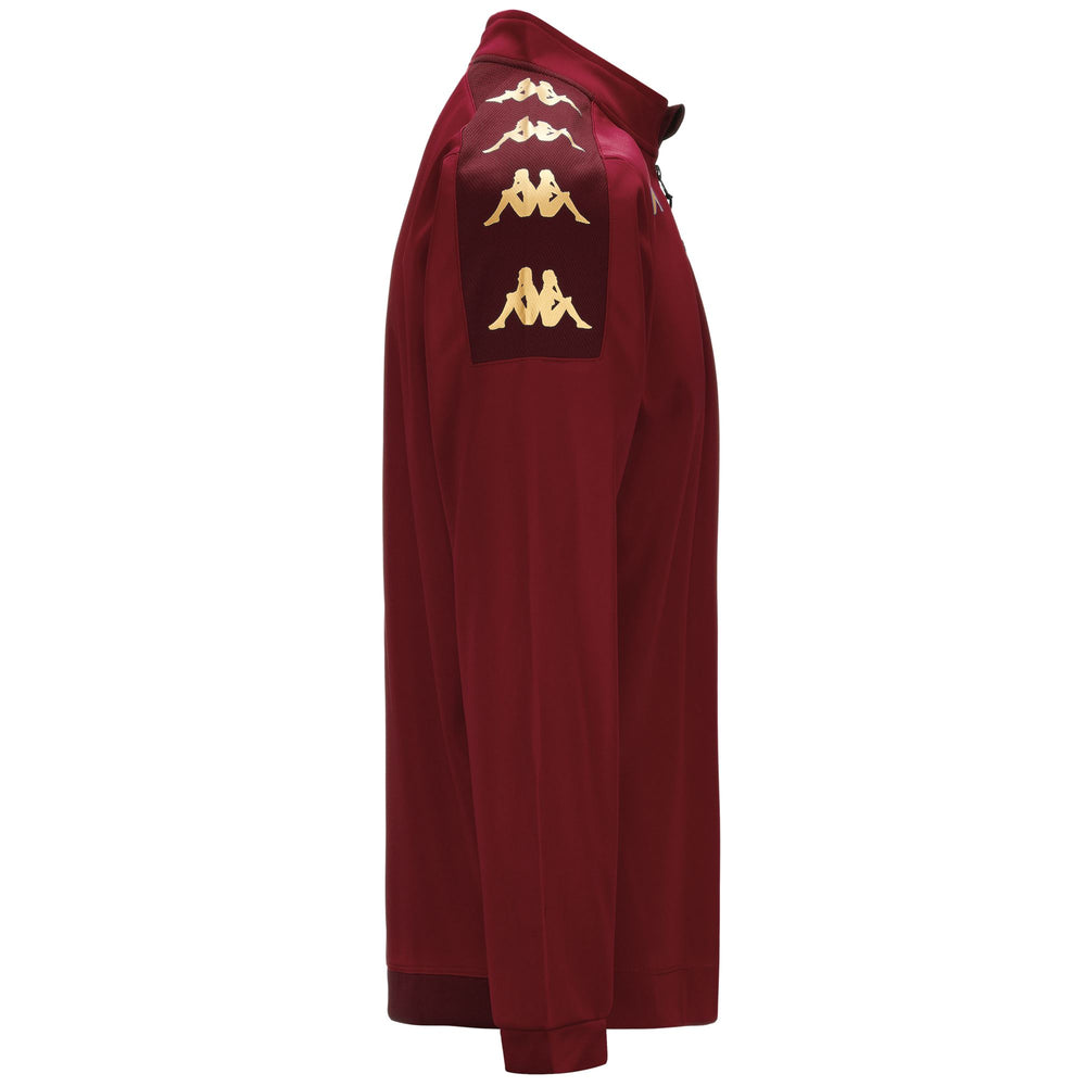Suéter de entrenamiento de fútbol rojo ajustado para hombre en tejido interlock adherido 02