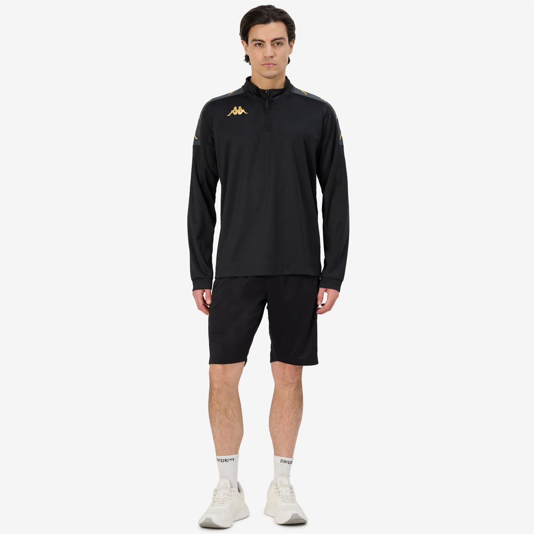 Black Grey Men's Football Training Fleece Jumper with Slim Fit 01