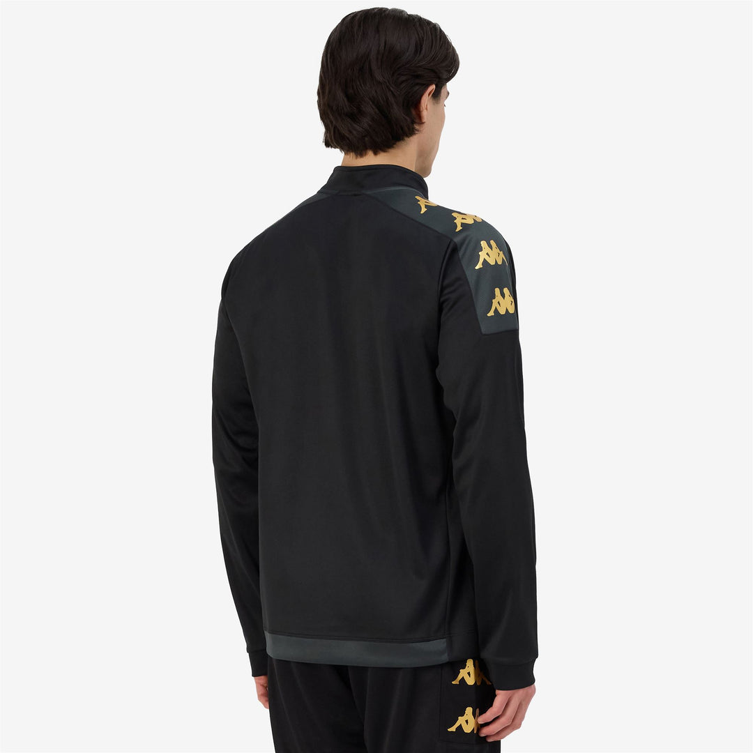 Pull d'entraînement de football noir pour homme, coupe ajustée, en tissu interlock collé main