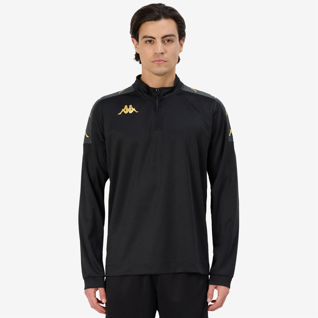 Pull d'entraînement de football noir pour homme, coupe ajustée, en tissu interlock collé main