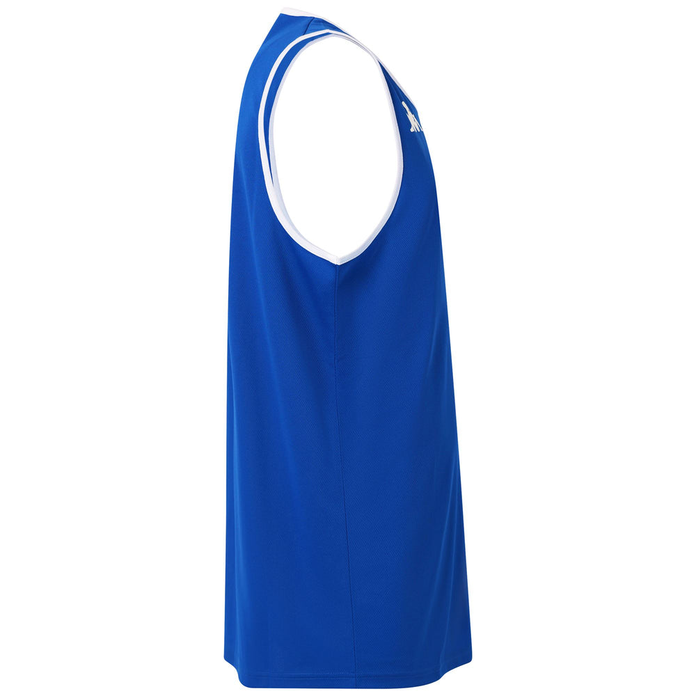 Camiseta de entrenamiento sin mangas de baloncesto para hombre en azul con textura 02