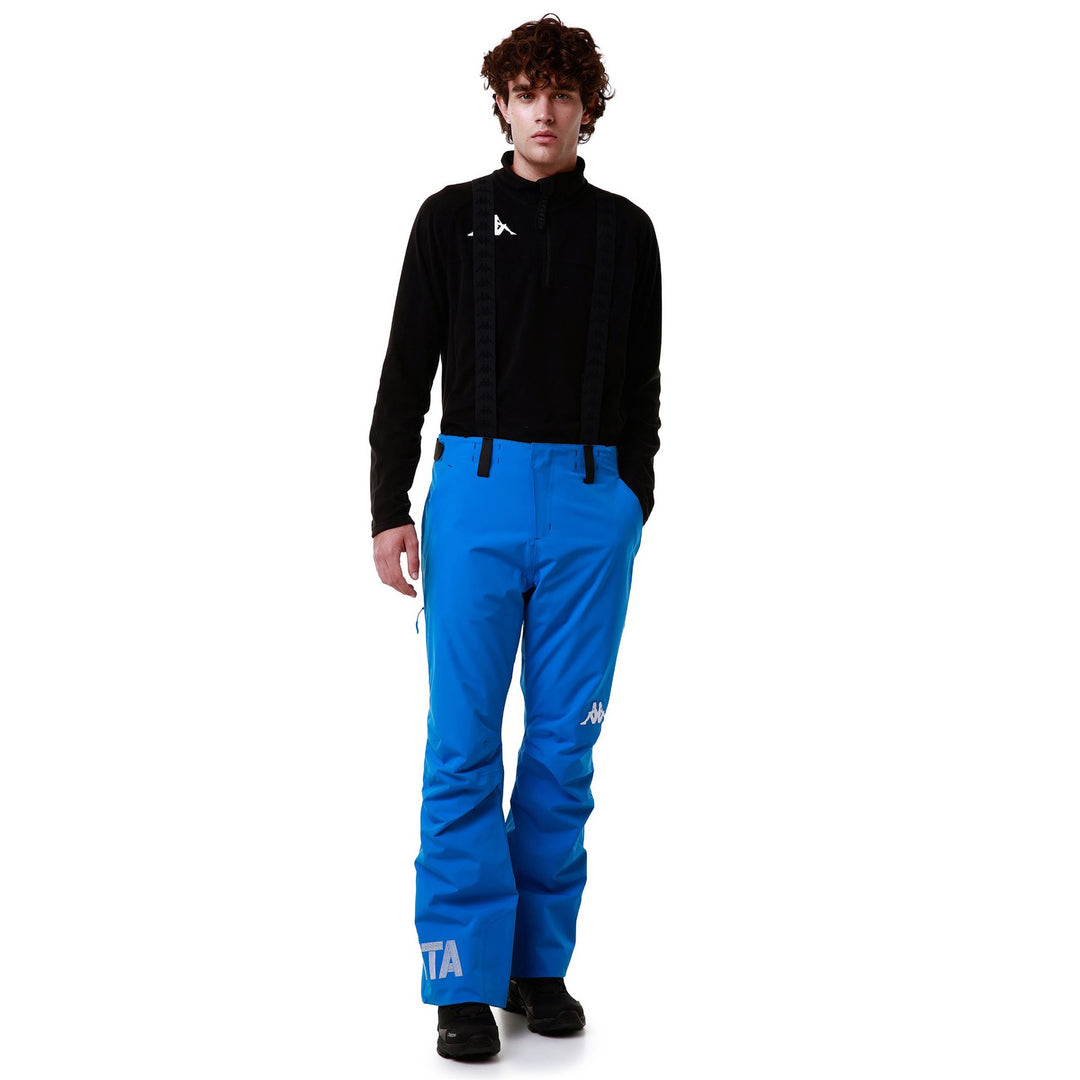 Pantalones de esquí impermeables de corte ajustado para hombre color azul con acolchado 01