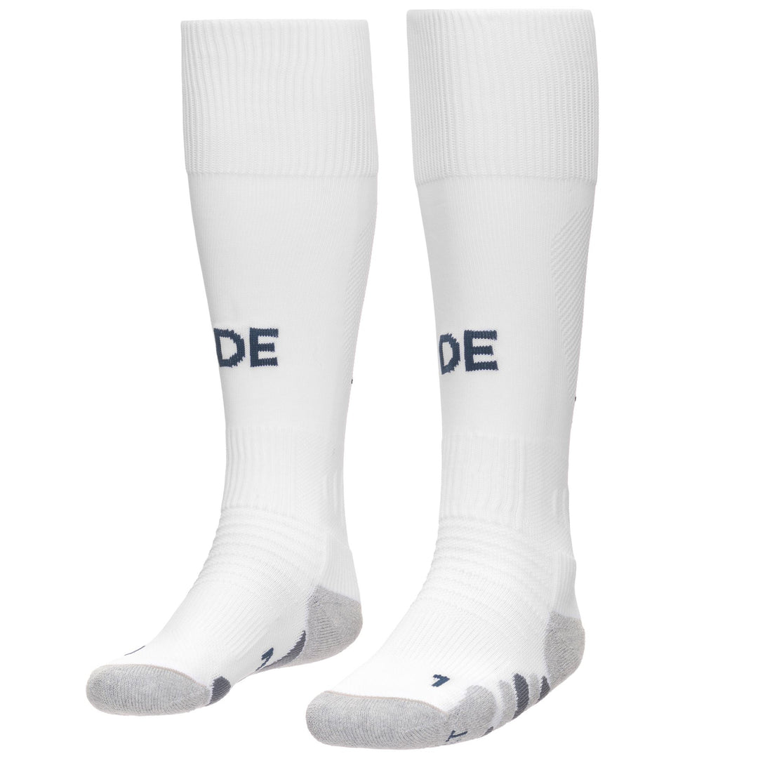 Calcetines deportivos hasta la rodilla para hombre, blancos y azules 01