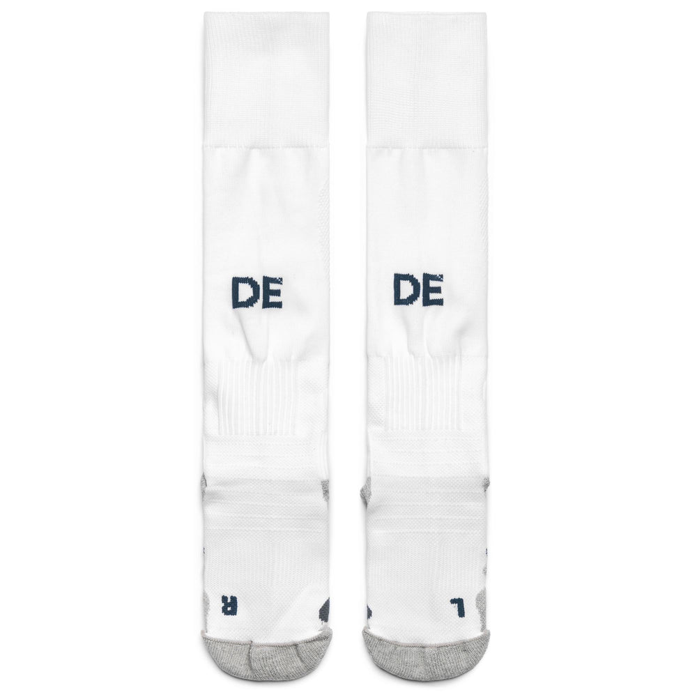 Calcetines deportivos hasta la rodilla para hombre, blancos y azules 02
