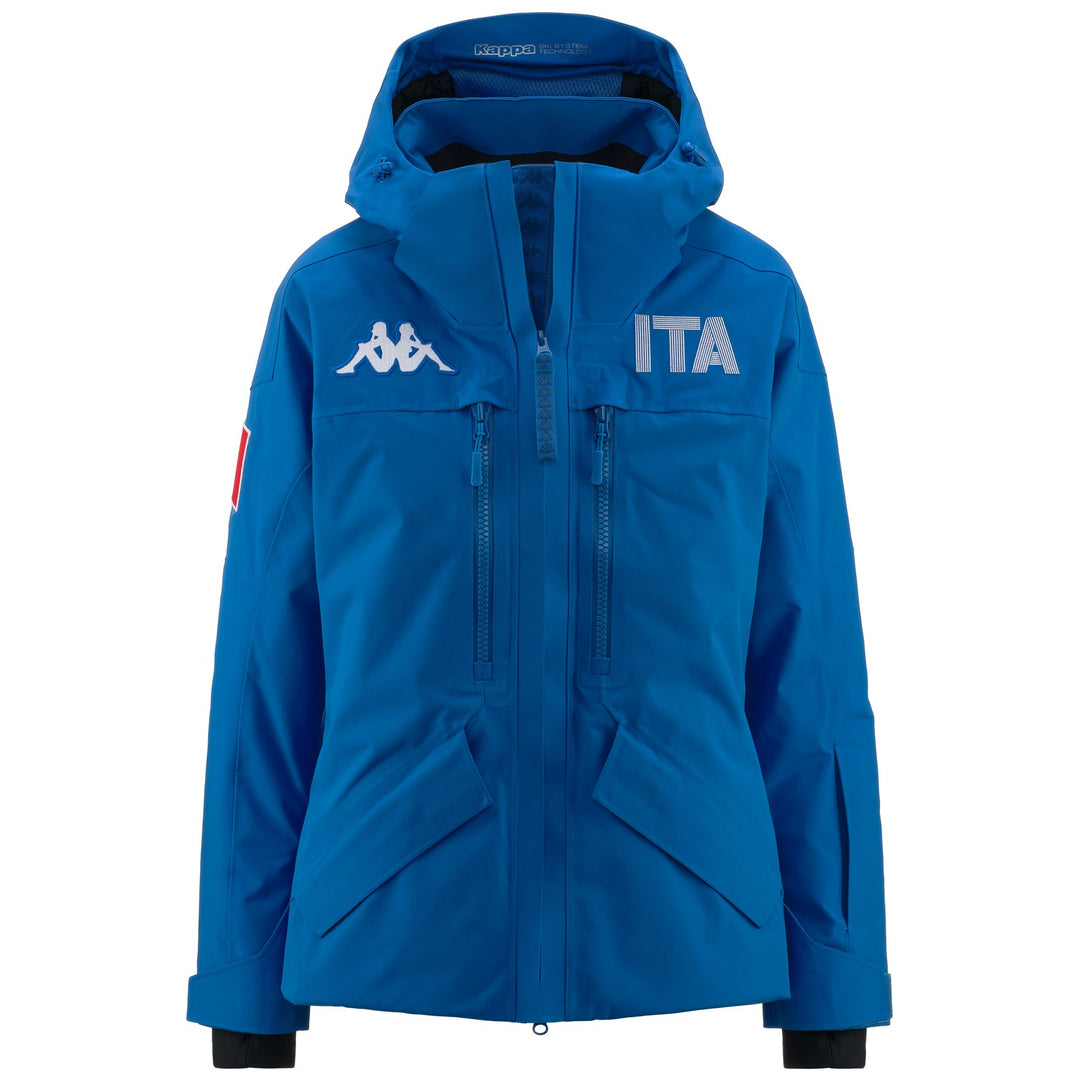 Veste de ski rembourrée bleue pour femme avec protection imperméable 01