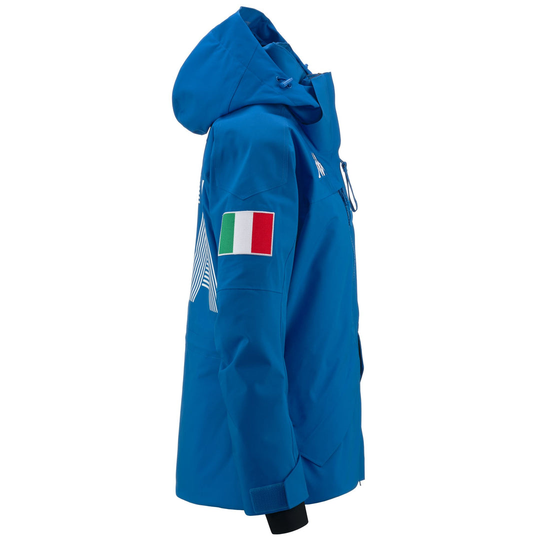 Veste de ski rembourrée bleue pour femme avec protection imperméable main