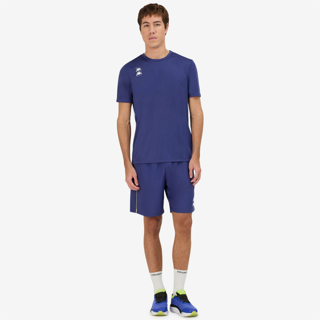 Pantaloni Corti Sportivi Padel Uomo Blu Giallo con Stretch e Tasche main