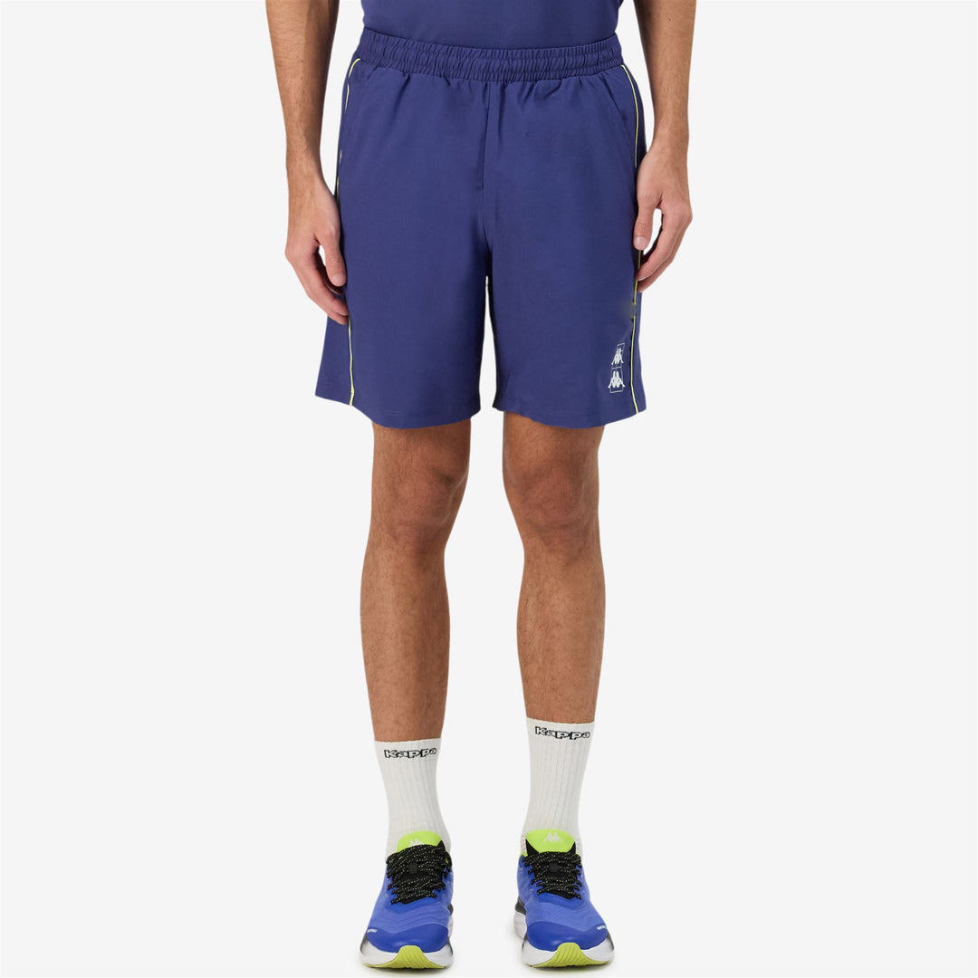 Pantaloni Corti Sportivi Padel Uomo Blu Giallo con Stretch e Tasche main