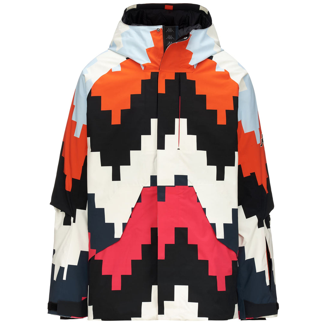 Black Men's Waterproof Ski Jacket with Graphic Design 01