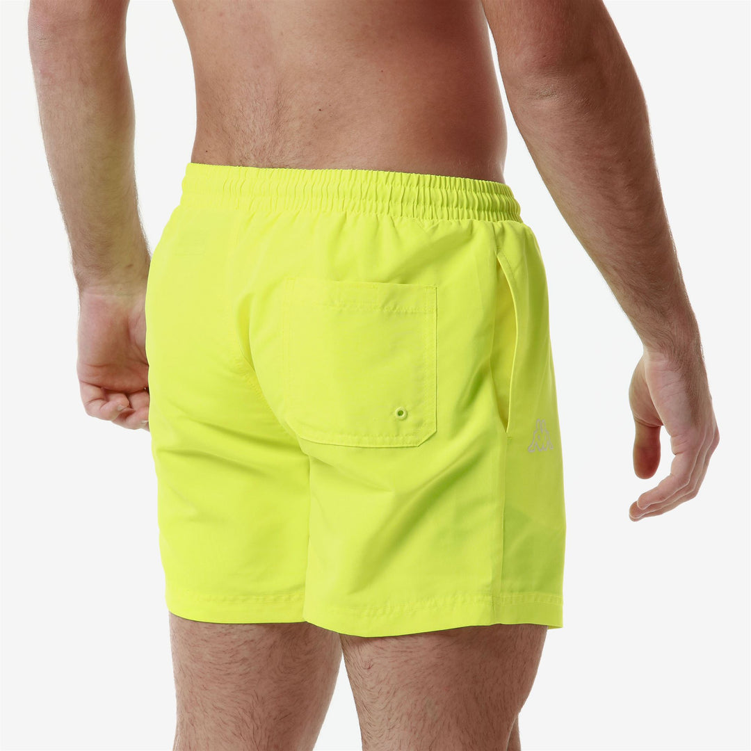 Bathing Suits Man LOGO  FULTOMI Swimming Trunk NEON YELLOW Detail Double				