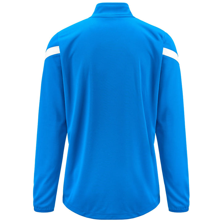 Fleece Man KAPPA4FOOTBALL DOLVOLE Jumper BLUE SAPPHIRE-WHITE Dressed Side (jpg Rgb)		