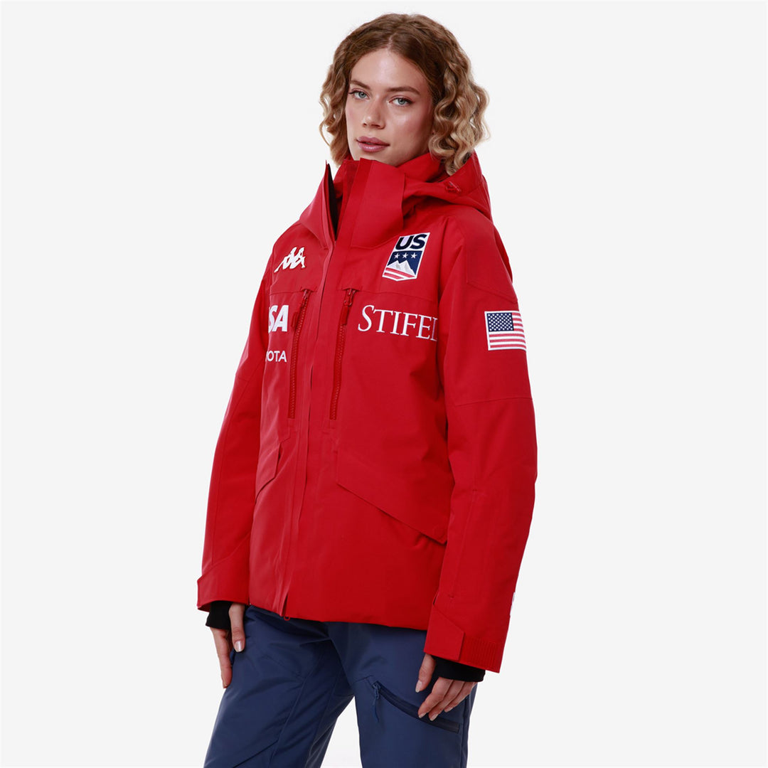Jackets Woman 6CENTO 604F US Mid RED RACING Dressed Front Double		
