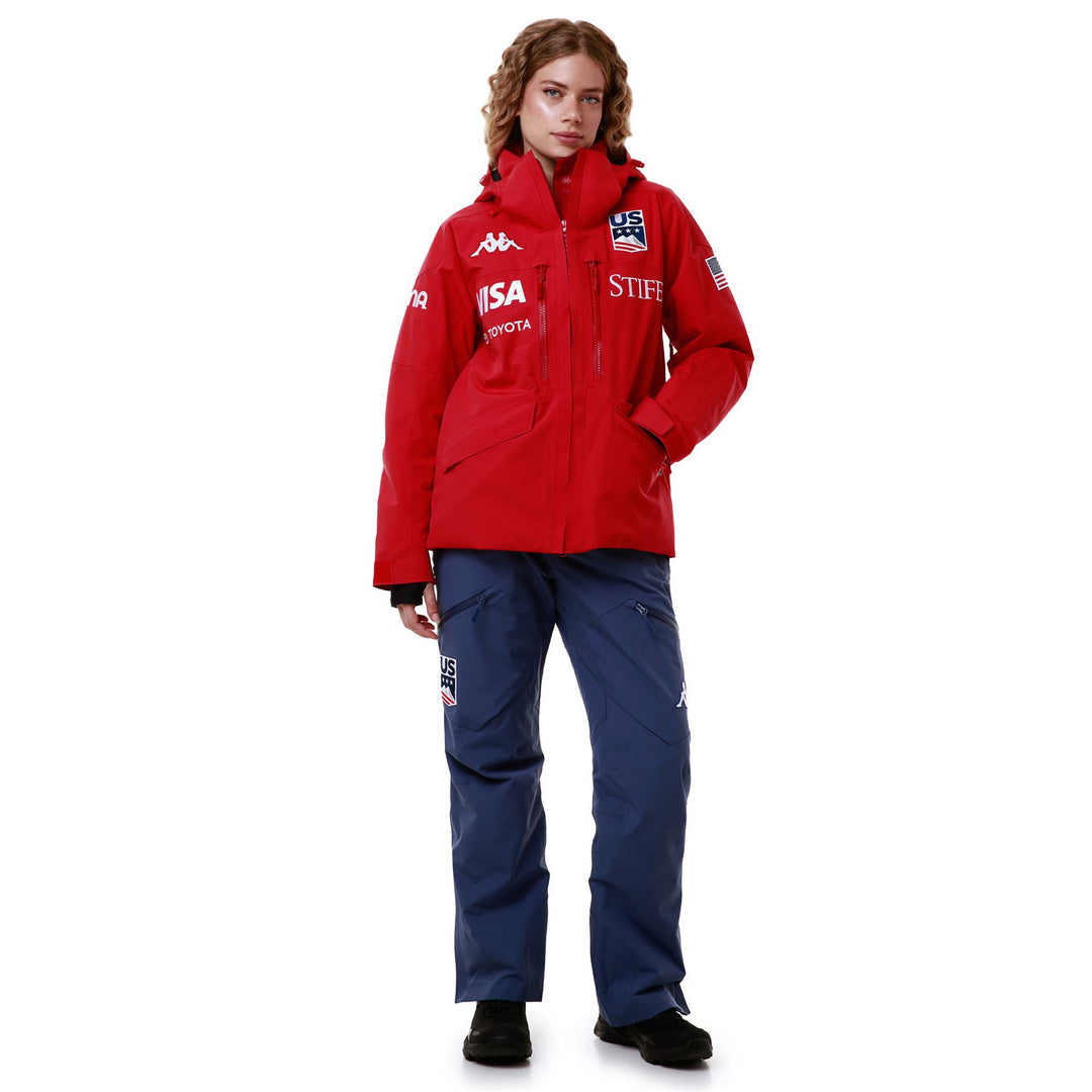 Red Women's Ski Jacket with Thermolite Padding and Waterproof Features 01