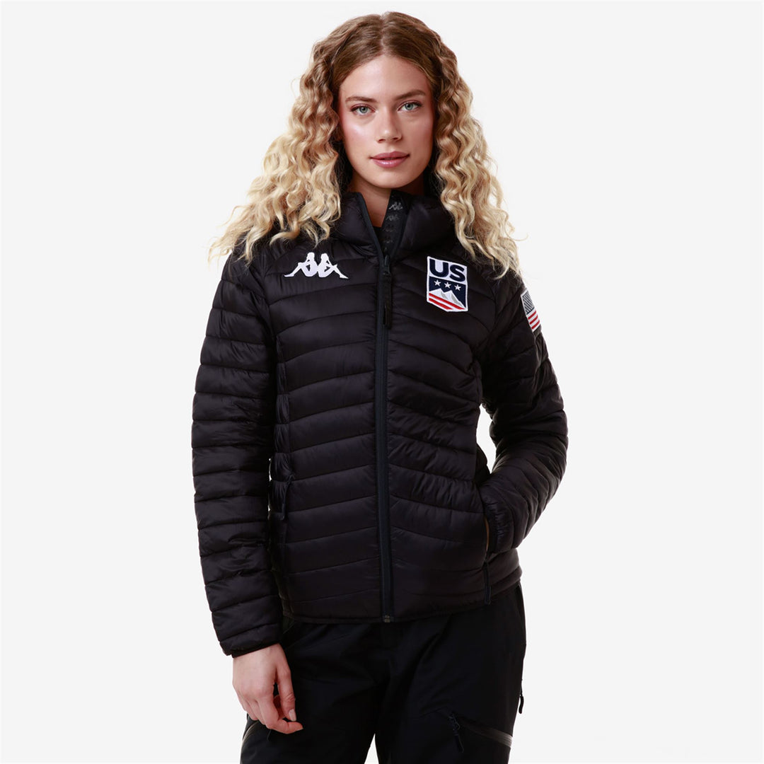 Veste de ski matelassée bleue pour femme, coupe ajustée, avec isolation Primaloft main
