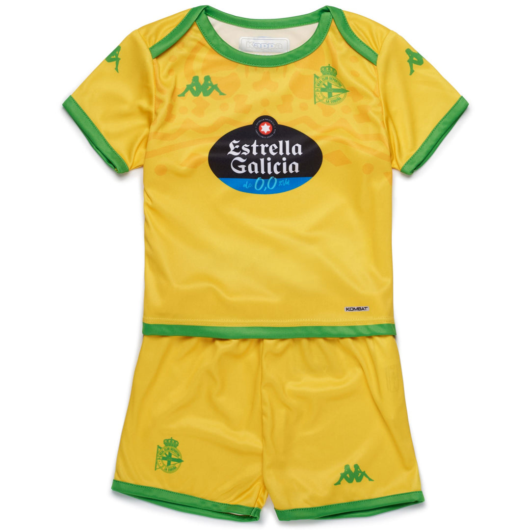 Completo sportivo Kombat unisex giallo-verde per bambini con maglietta e pantaloncini 01