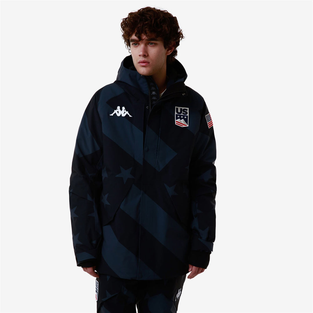Veste de snowboard bleue unisexe coupe classique rembourrée et imperméable main