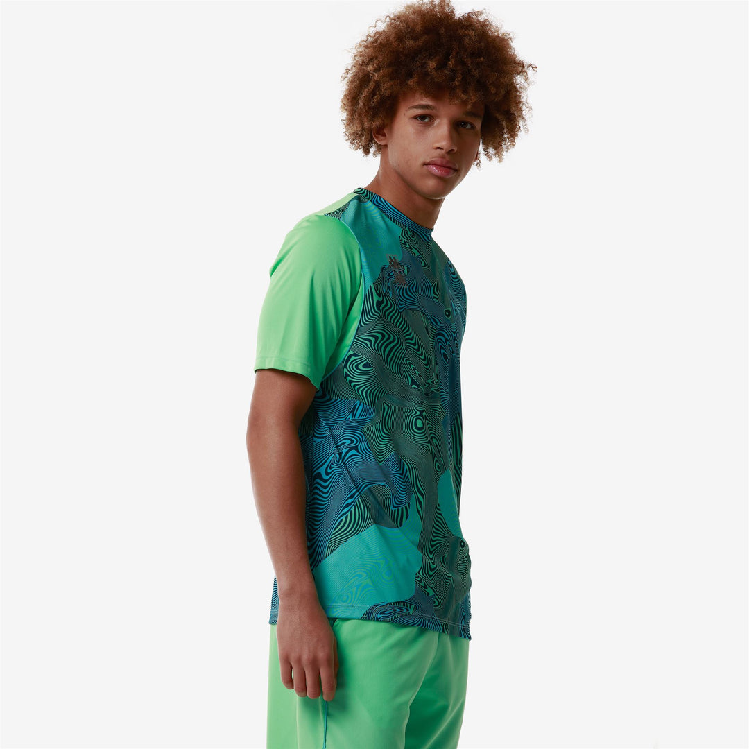 Green Men's Regular Fit Padel Shirt with Allover Printing main