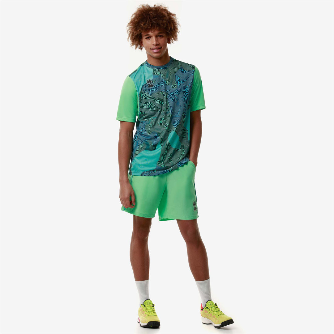 Green Men's Regular Fit Padel Shirt with Allover Printing main