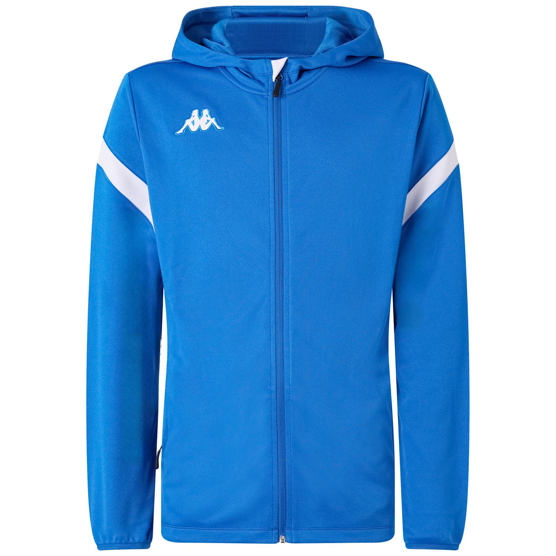 Sudadera con capucha de polar de fútbol azul para hombre con cremallera completa y bolsillos 01
