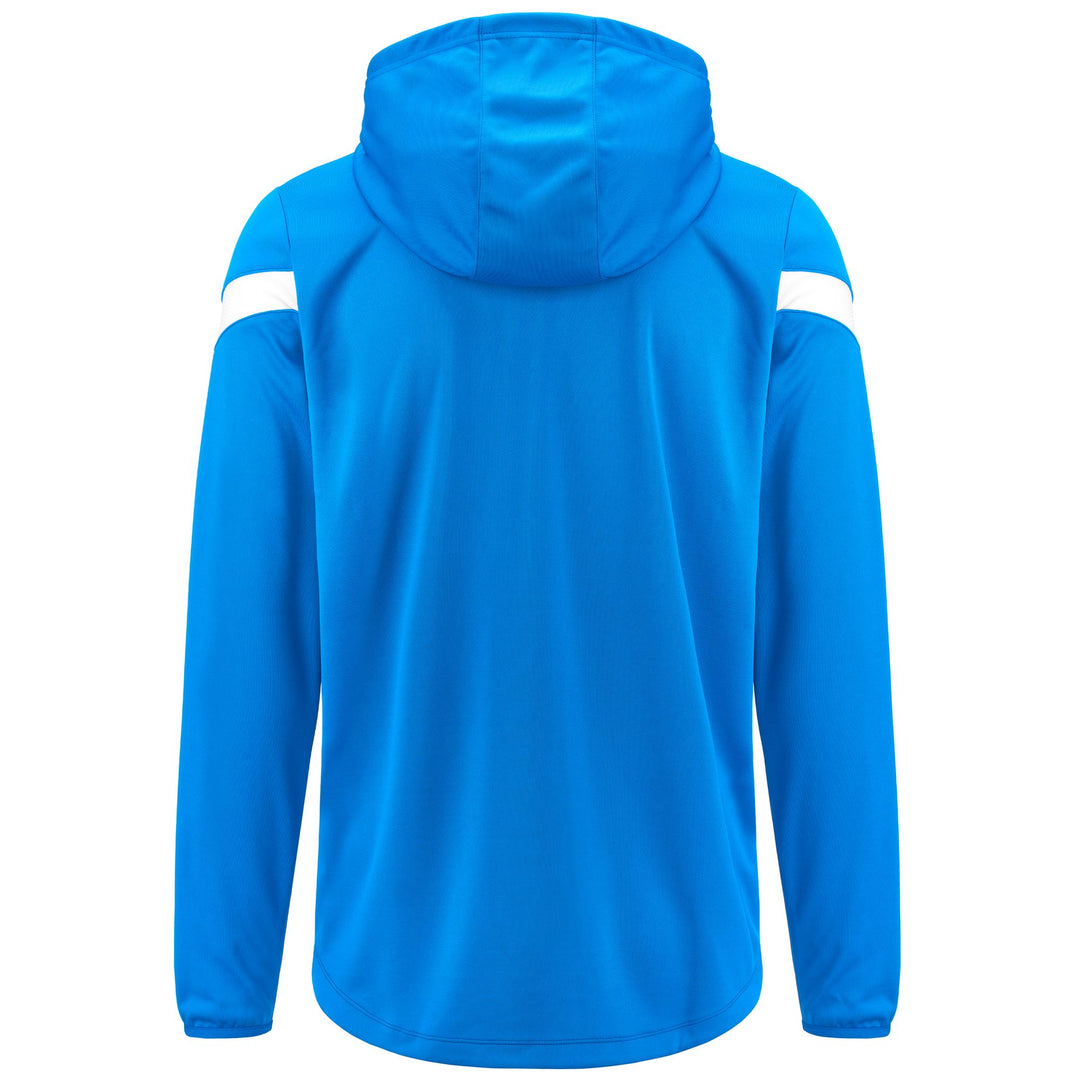 Fleece Man KAPPA4FOOTBALL DOLVE Hoodie Full Zip BLUE SAPPHIRE-WHITE Dressed Side (jpg Rgb)		