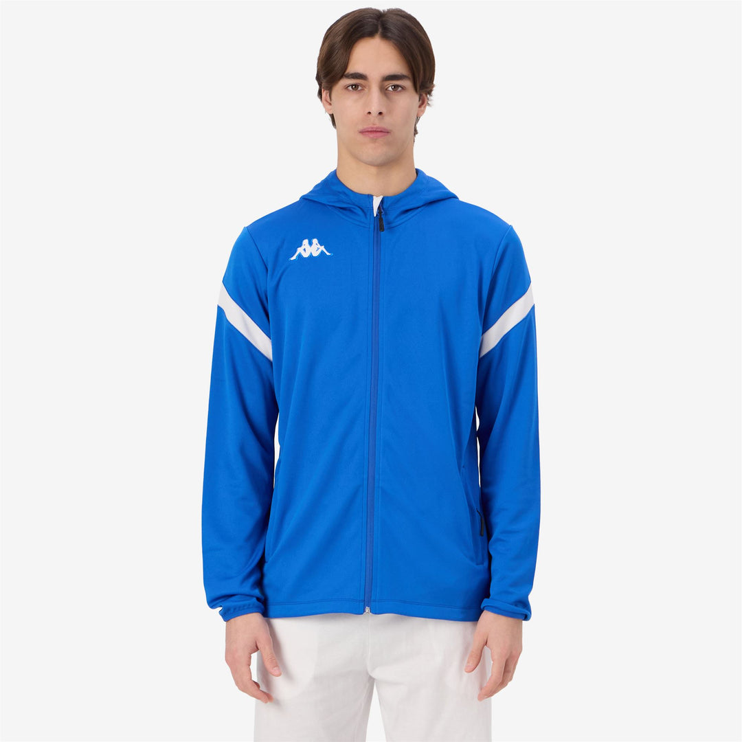 Blue Men's Football Fleece Hoodie with Full Zip and Pockets main