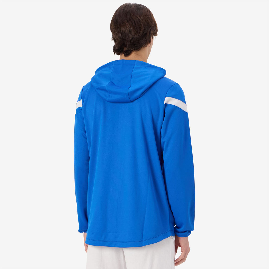 Blue Men's Football Fleece Hoodie with Full Zip and Pockets main