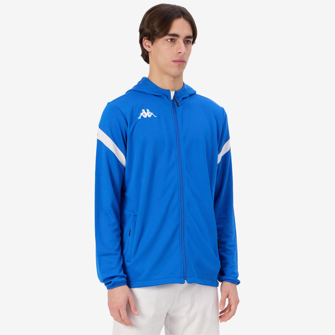 Blue Men's Football Fleece Hoodie with Full Zip and Pockets main