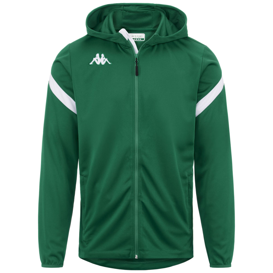Sudadera con capucha y cremallera completa de polar de fútbol para hombre, color verde y blanco 01