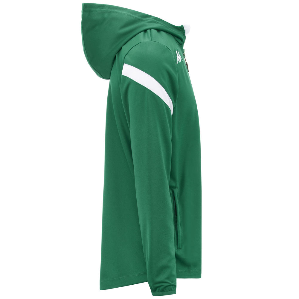 Sudadera con capucha y cremallera completa de polar de fútbol para hombre, color verde y blanco 02