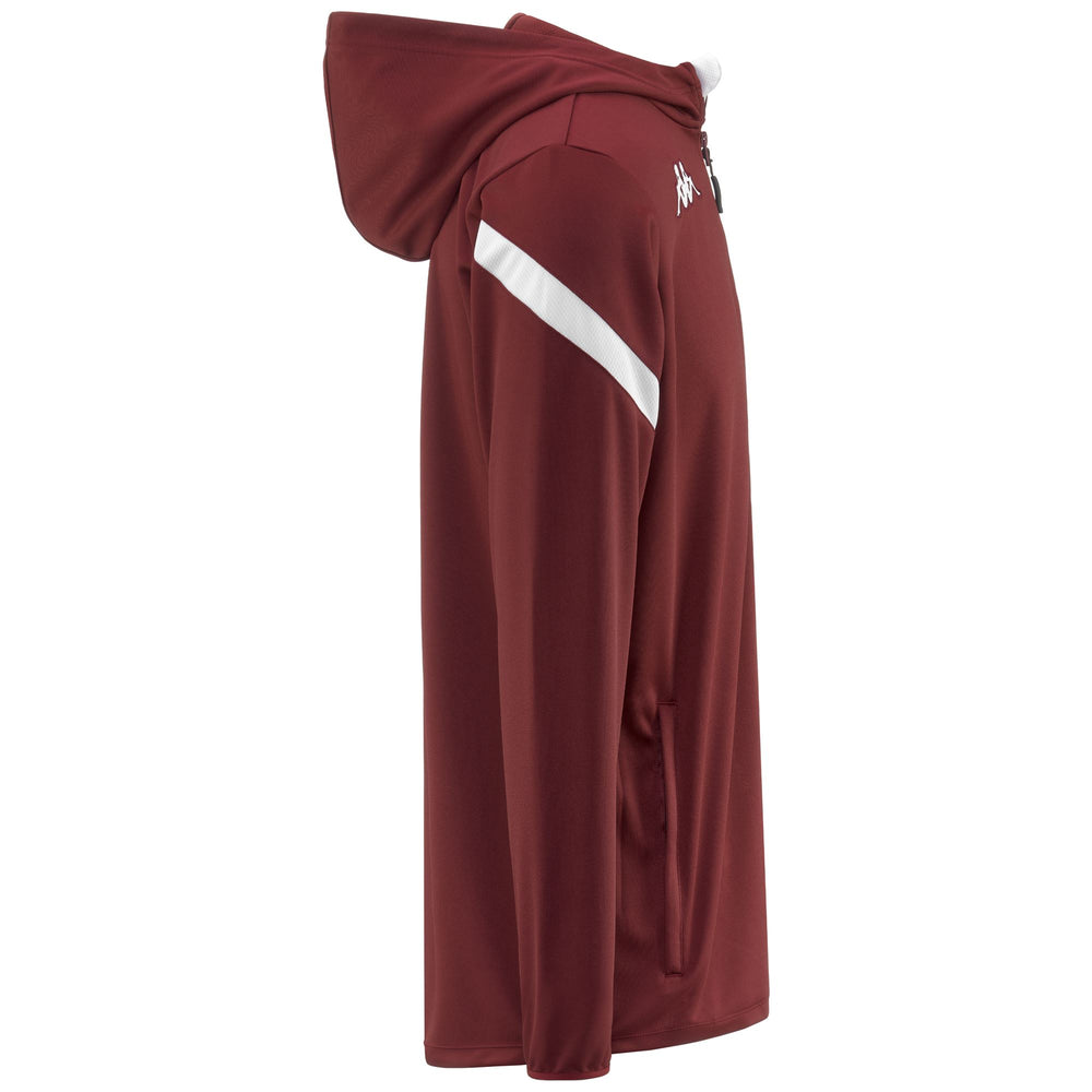 Sudadera con capucha de fútbol para hombre, color rojo y blanco, con cremallera completa 02