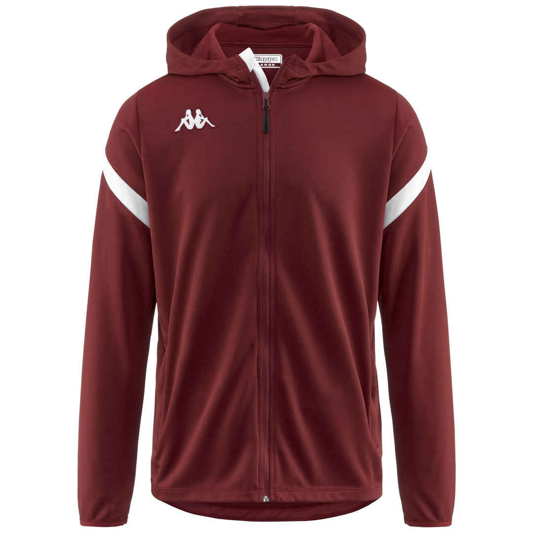 Sudadera con capucha de fútbol para hombre, color rojo y blanco, con cremallera completa 01