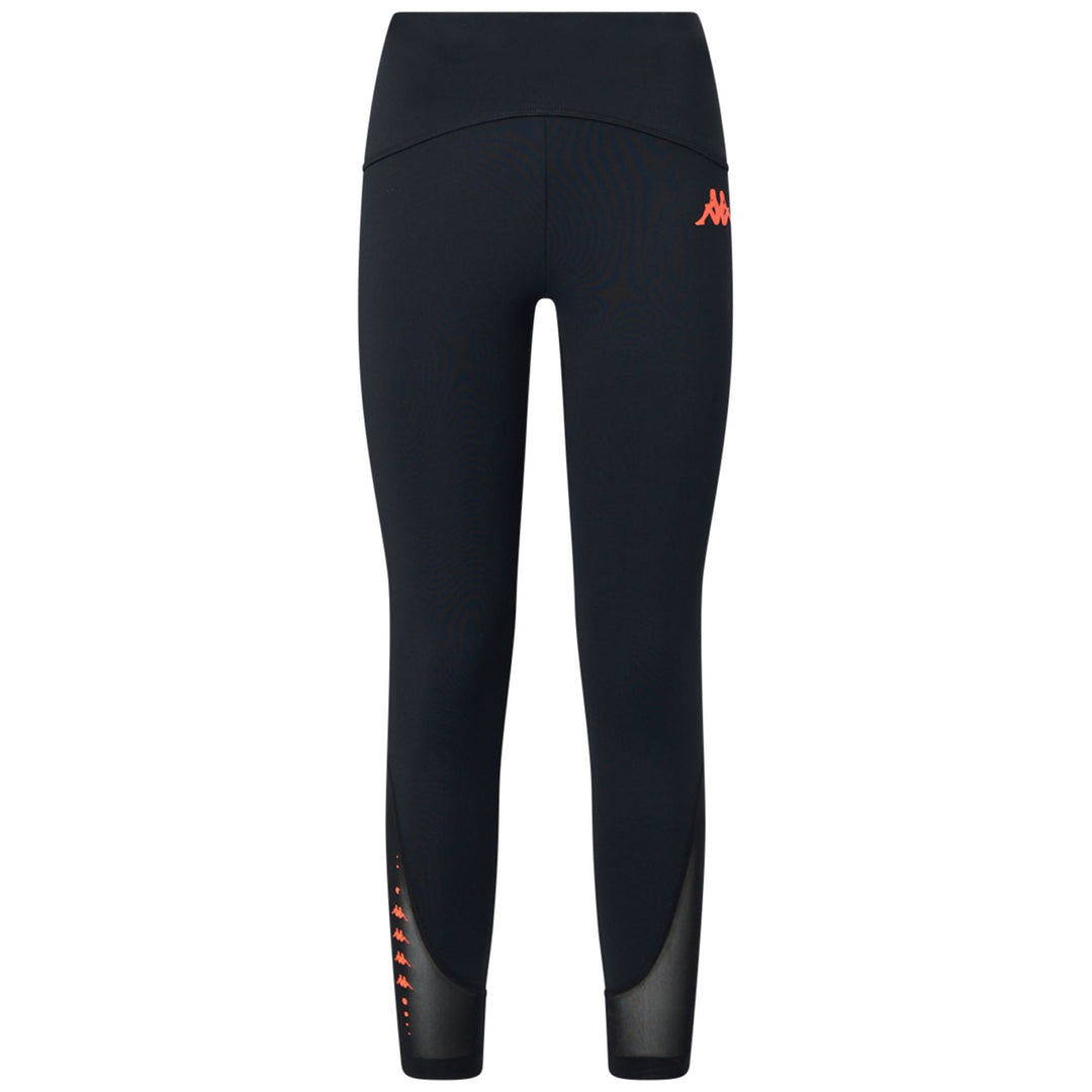 Black neon coral Women's Sport Trousers with High Waist and Mesh Inserts 01