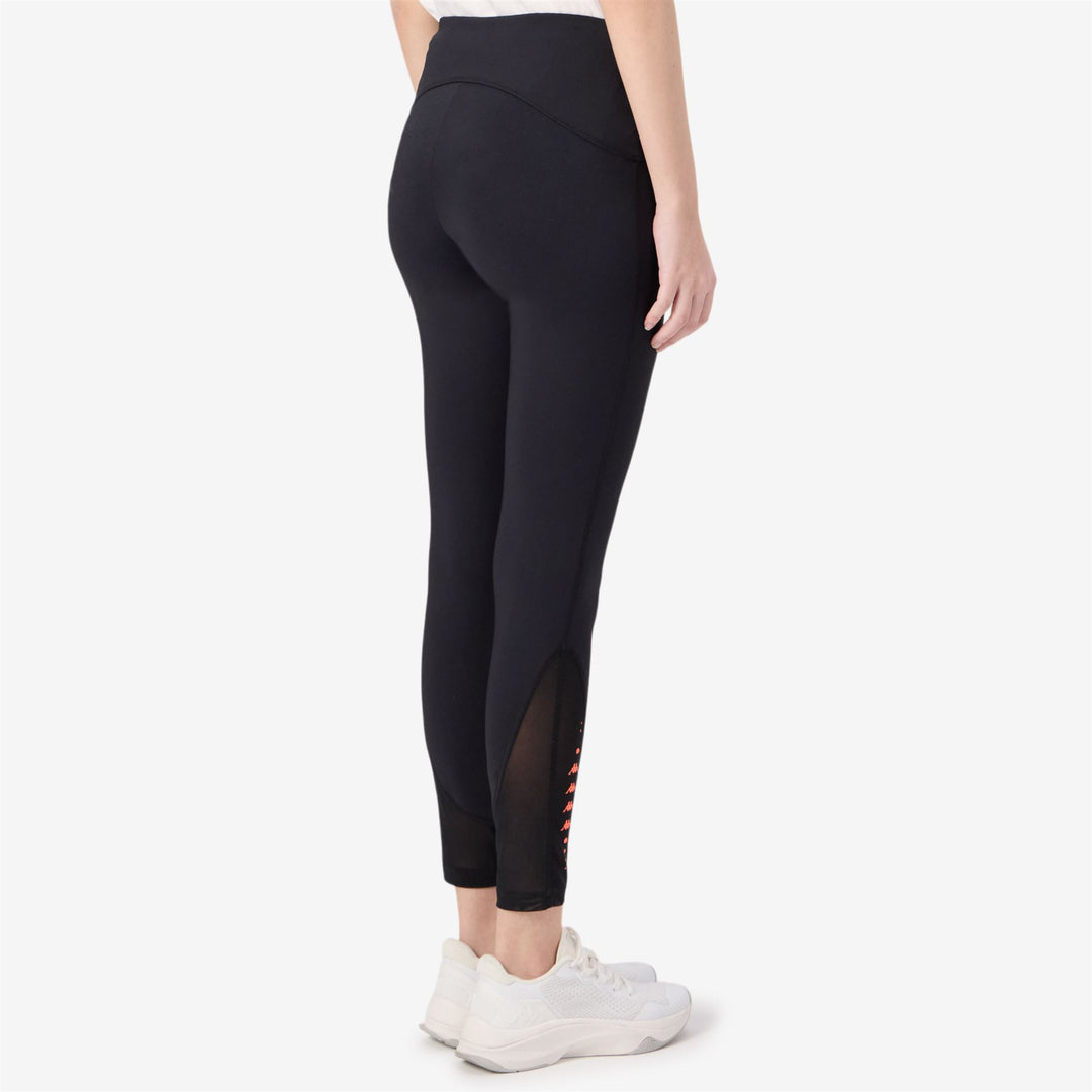 Black neon coral Women's Sport Trousers with High Waist and Mesh Inserts main