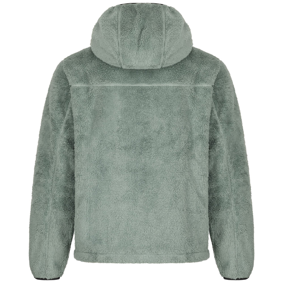 Chaqueta deportiva de polar sherpa verde oscuro para hombre con bolsillos con cremallera main