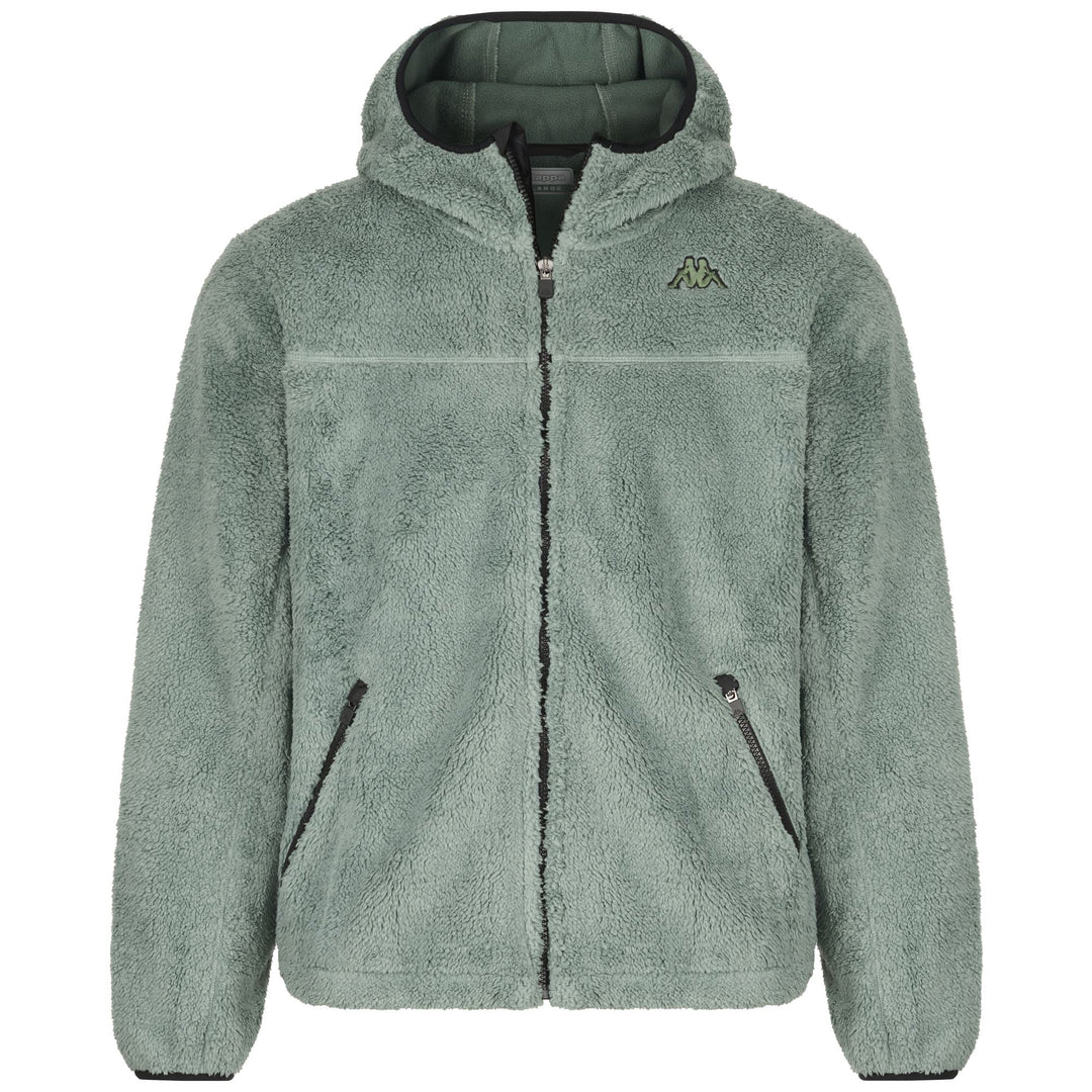 Dark Green Men's Sherpa Fleece Sport Jacket with Zip Pockets 01